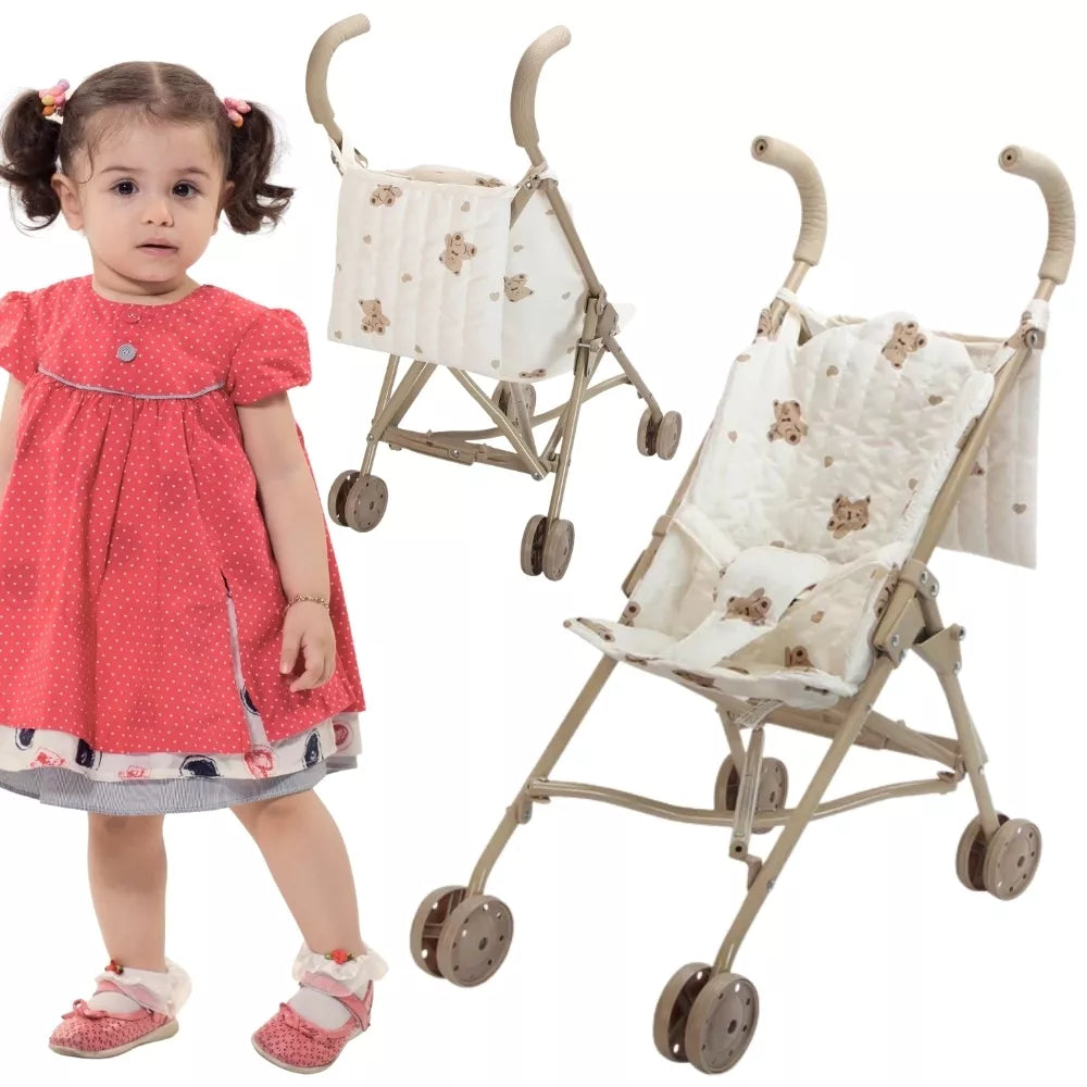 WOOPIE ROYAL senovinis meškiuko lėlės vežimėlis